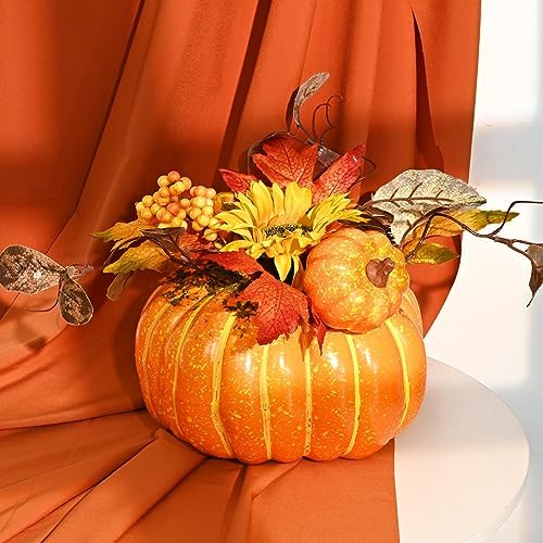Fall Centerpieces with Lights and Maple Leaves