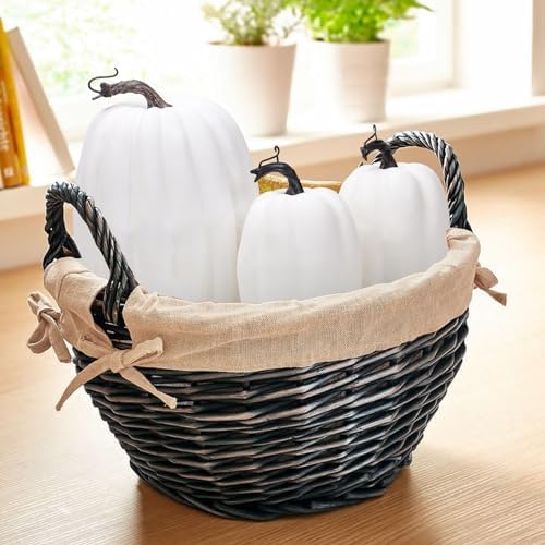 3PCS White Artificial Foam Pumpkins Halloween Decor Centerpieces