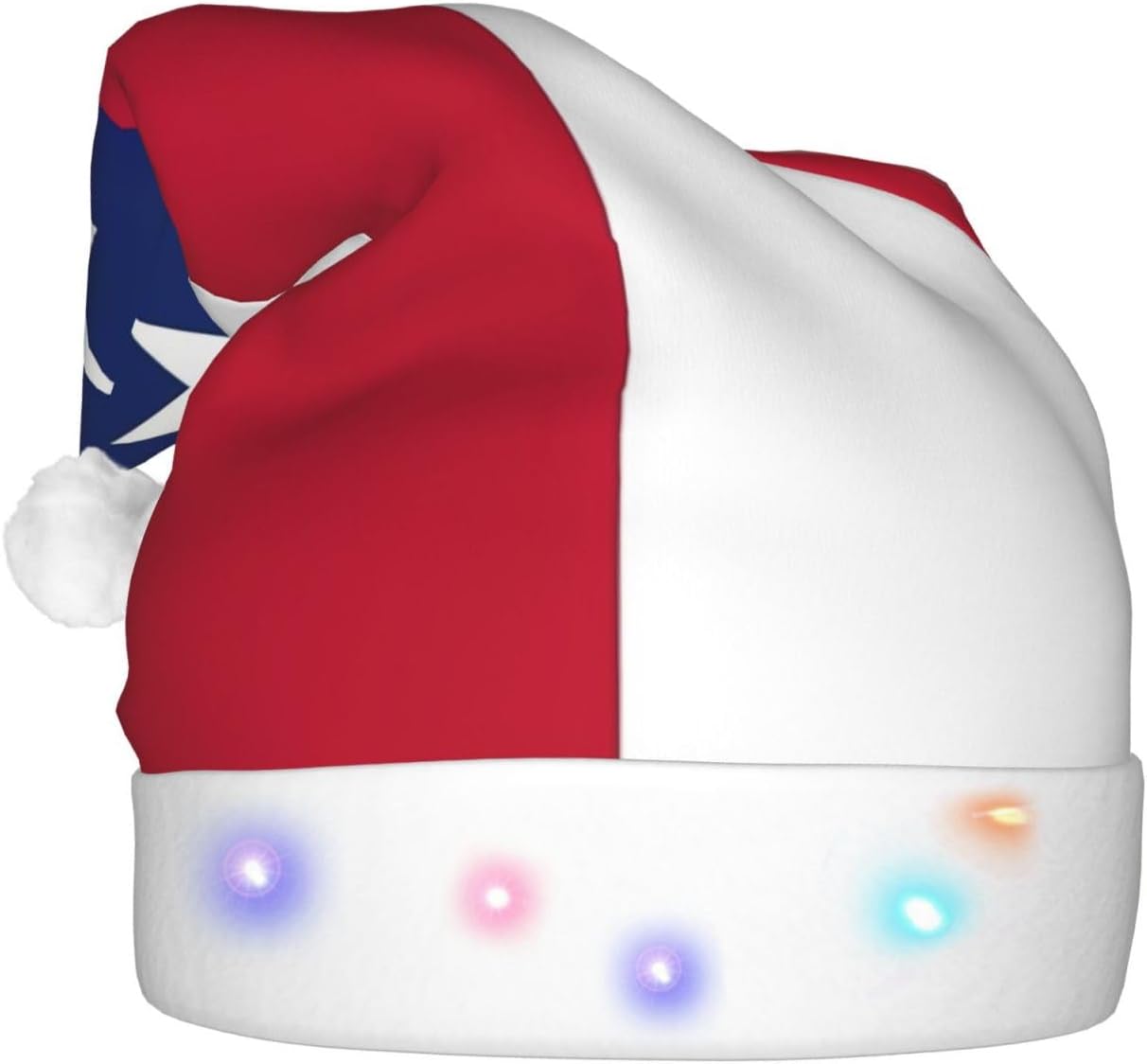 Texas State Flag Christmas Hat with LED Lights