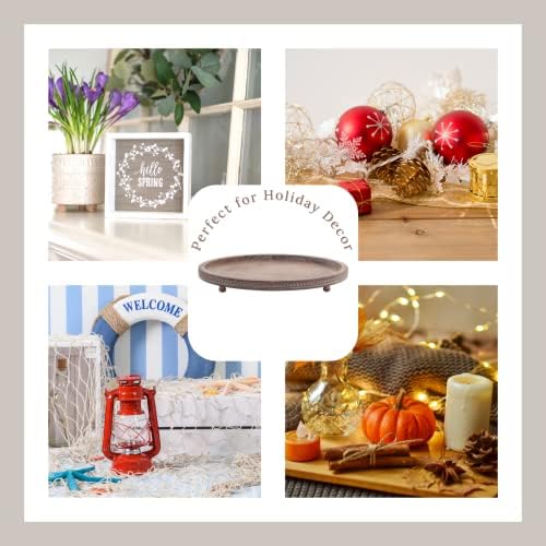 Festwind Decorative Oval Wooden Tray - Distressed Brown