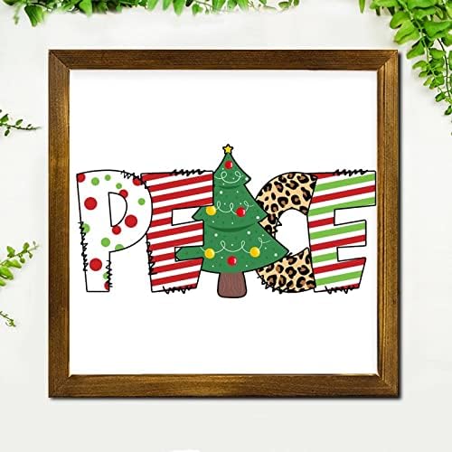 Merry Christmas Wood Framed Sign 12x12 Inch