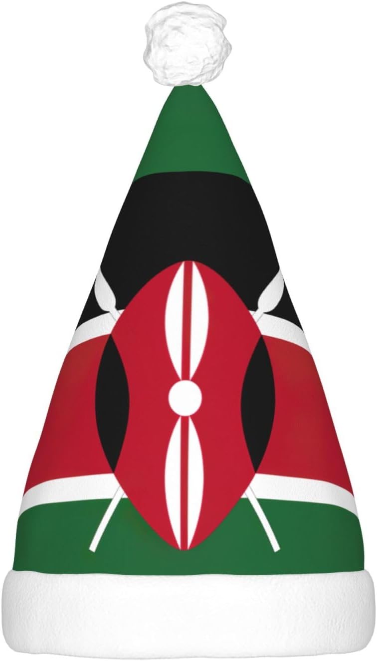 Kenya Flag Christmas Hat with LED Lights
