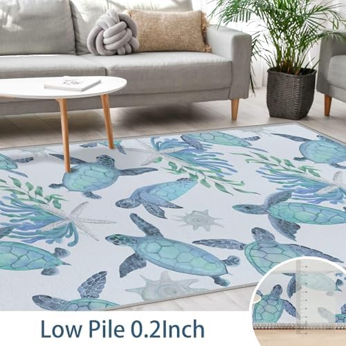 Tritard Coastal Sea Turtles Hallway Runner Rug 2x6