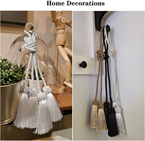 Elegant White Curtain Tiebacks with Tassel 2pack