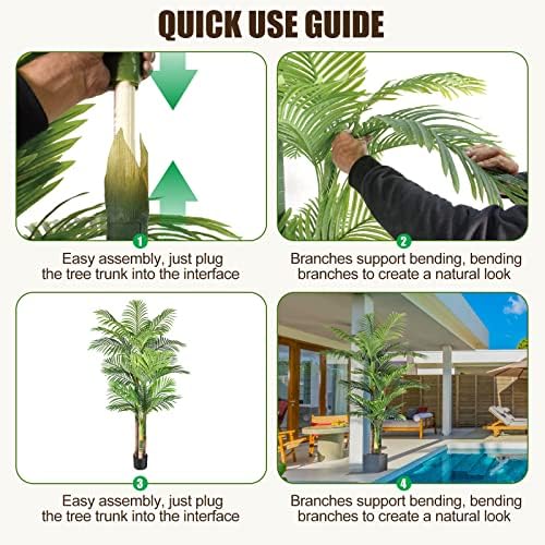 6ft Triple Golden Cane Palm Artificial Tree in Pot