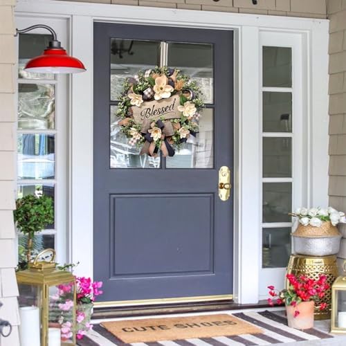 White Magnolia Wreath Front Door Decor