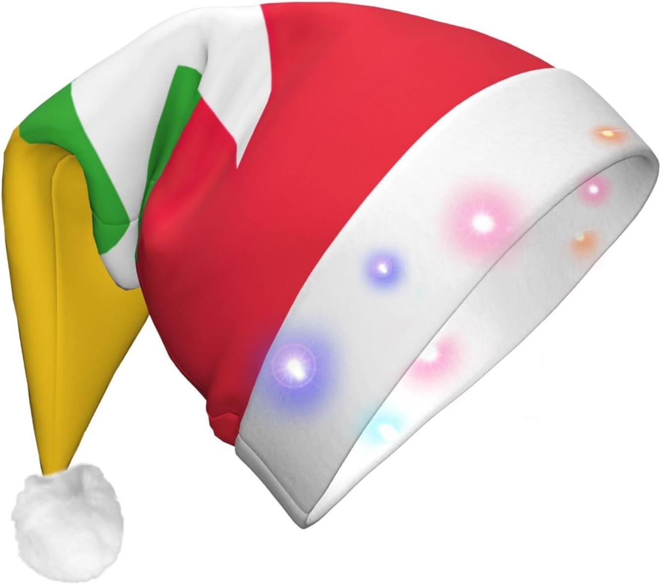 Myanmar Flag Print Christmas Hat with LED Lights