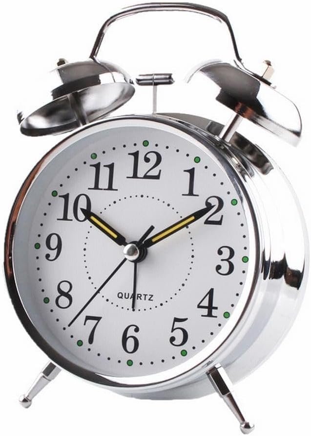 Metal Twin Bell Alarm Clock with Luminous Hands