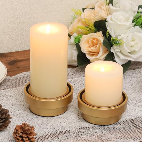 SUJUN Gold Hurricane Candle Holders Set of 2