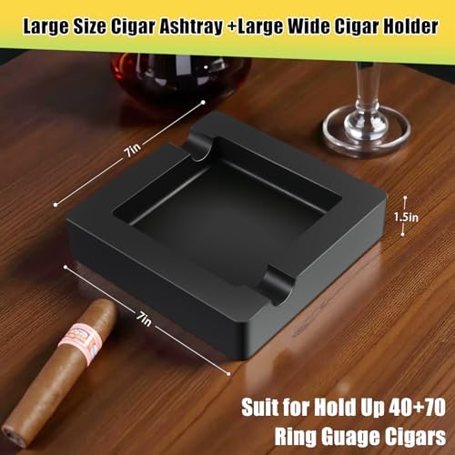 7 Inch Cigar Ashtray Silicone Black Durable Large Capacity