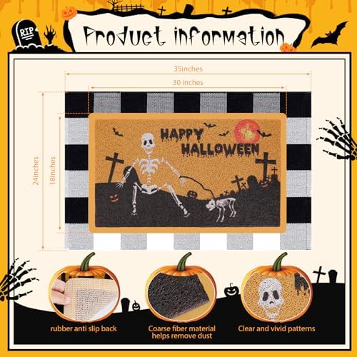 Frakron 2Pcs Halloween Door Mat Combo Set