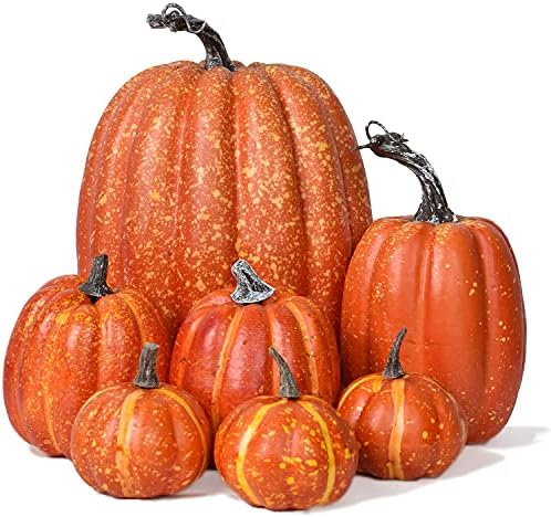 Lvydec Artificial Pumpkins Set 7pcs Harvest Decoration