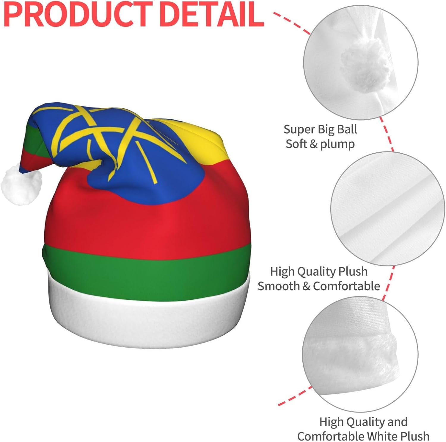 Ethiopia Flag Christmas Hat with LED Lights