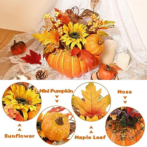 Fall Centerpieces with Lights and Maple Leaves