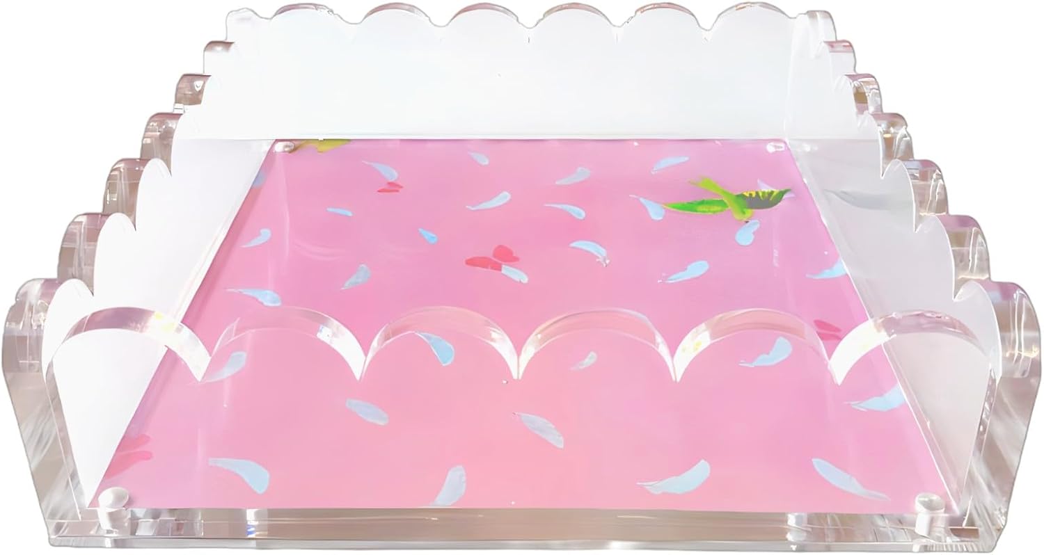 8 x 8 Scalloped Acrylic Tray with Magnetic Mat