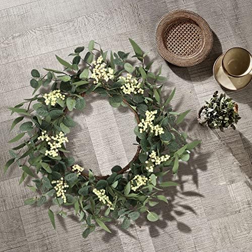 Pinkpum 20 Inch Eucalyptus Wreath for Front Door
