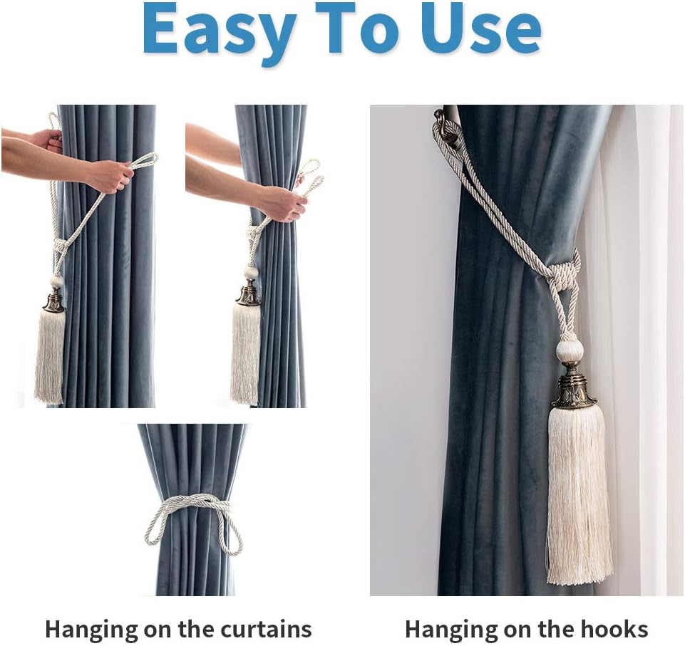 Melodieux Decorative Curtain Tiebacks with Antique Tassels Set of 2