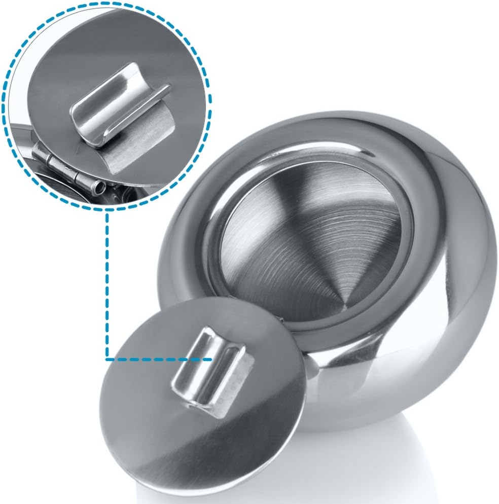 Maxin Silver Stainless Steel Cigarette Ashtray with Lid