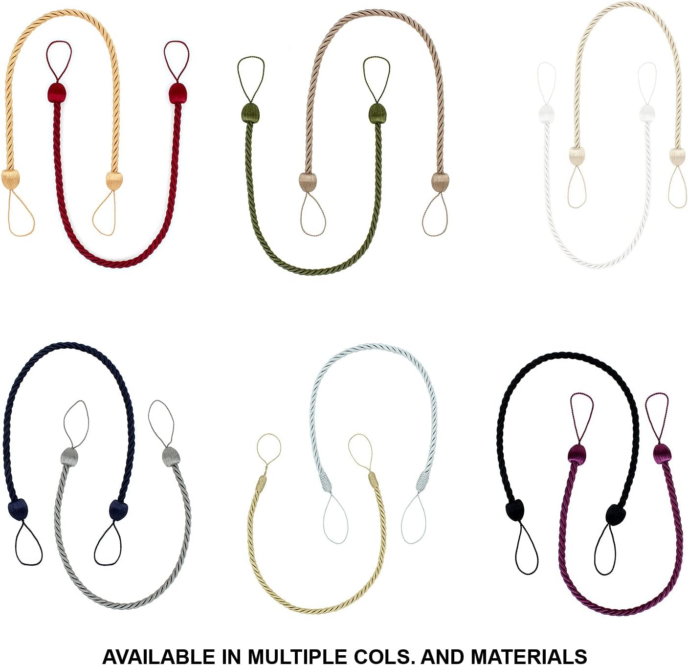 2 Pack Curtain Ropes Tiebacks Handmade Holdbacks - Polyester White