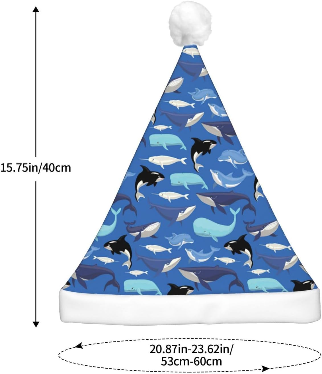 Whale Pattern Print LED Christmas Hat for Adults