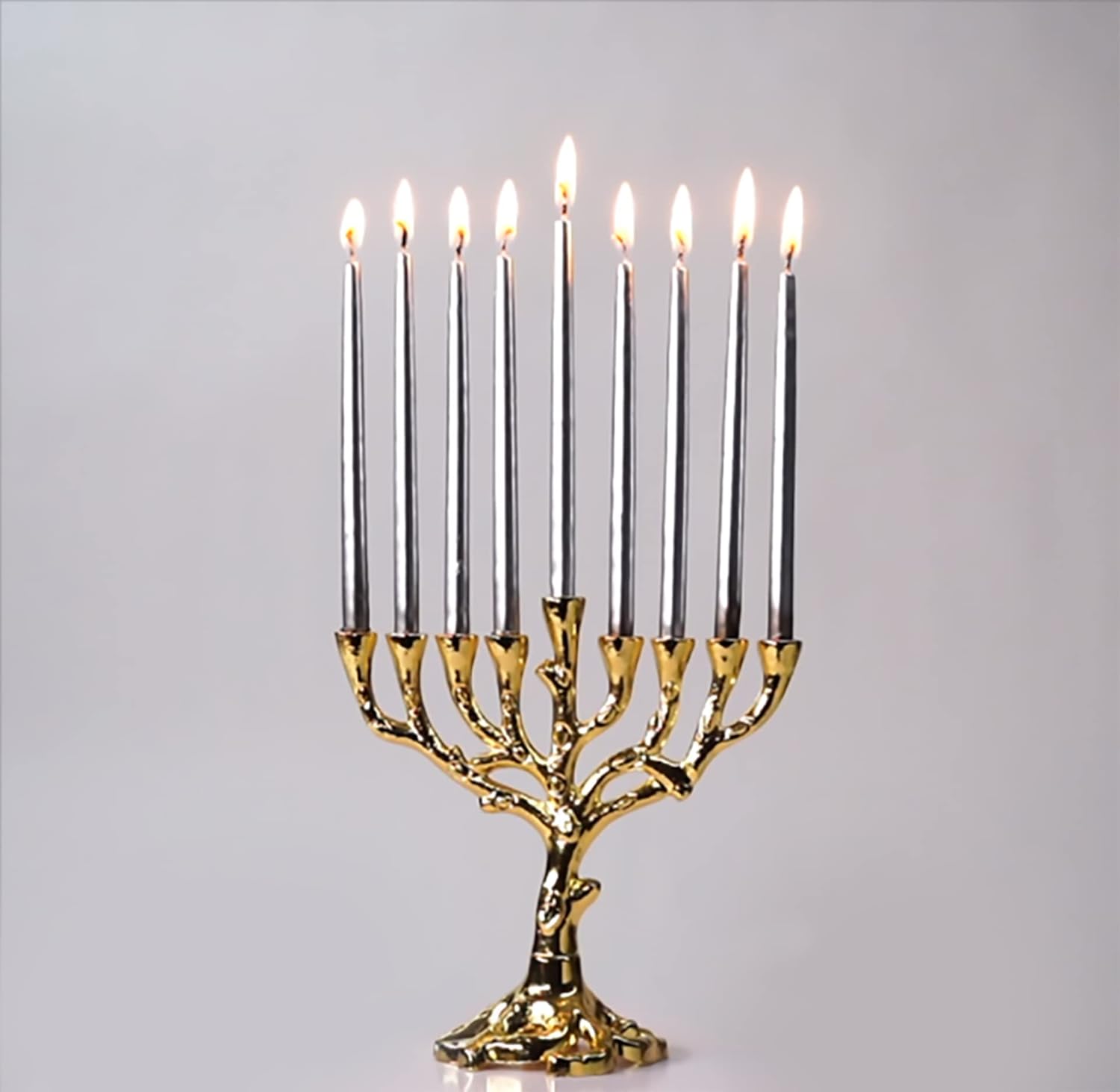 The Dreidel Company Hanukkah Menorah Tree of Life Mini Pewter Finish