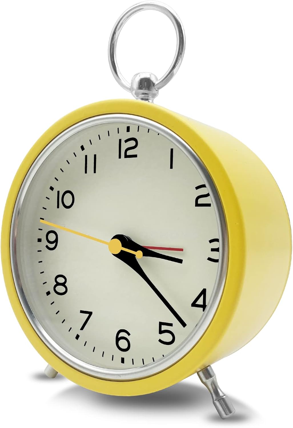 Small Alarm Clock with Night Light and Hanging Design Yellow