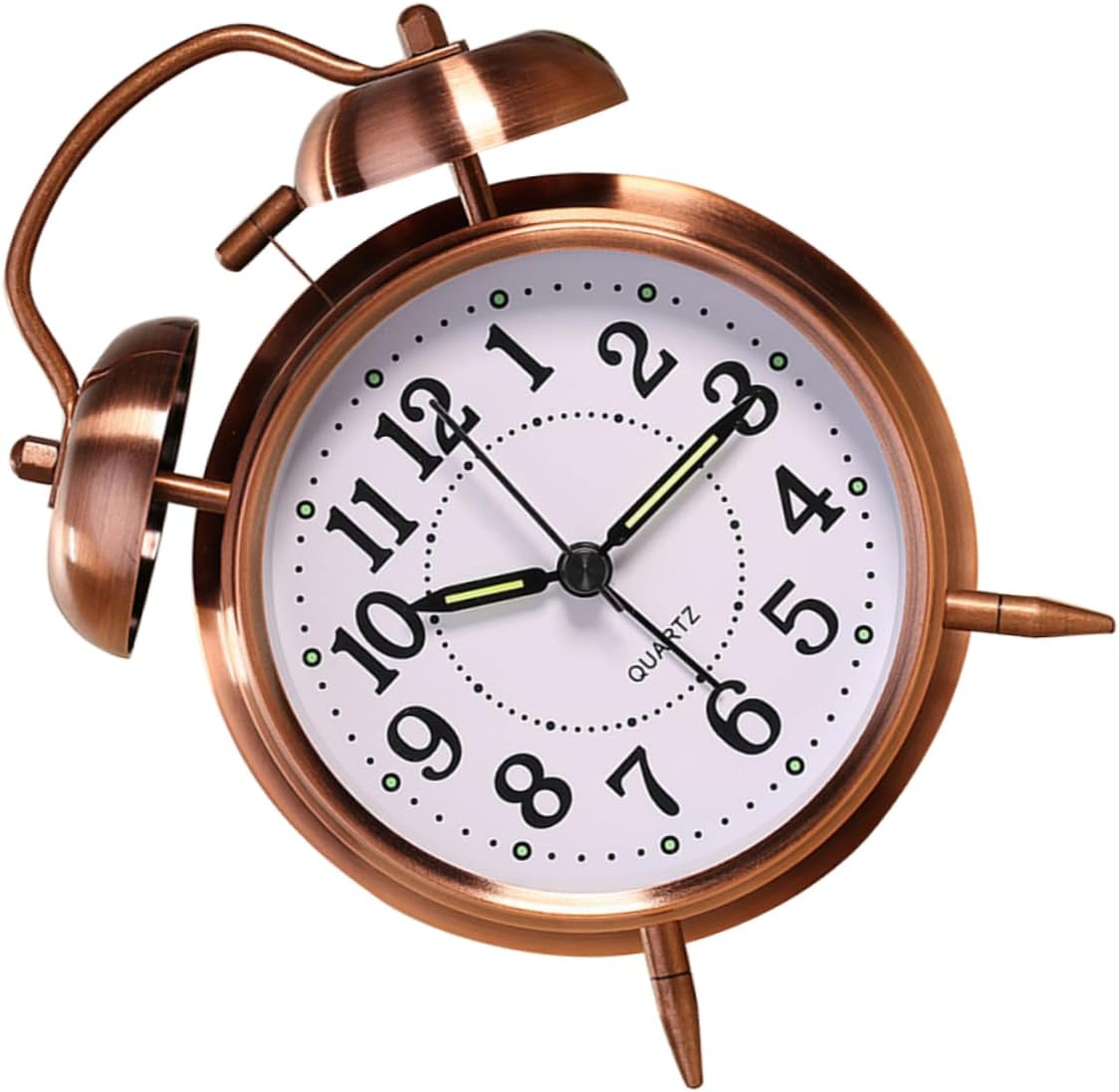 Classic Metal Alarm Clock with Double Bells and Silent Nightlight