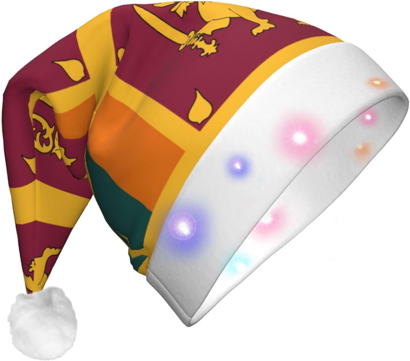 Sri Lanka Flag Print Christmas Hat with LED Light