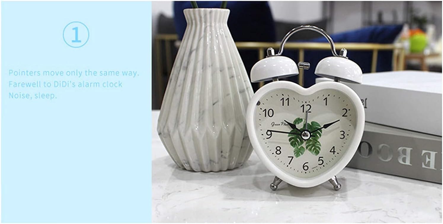 POUERW Metal Silent Alarm Clock with Night Light