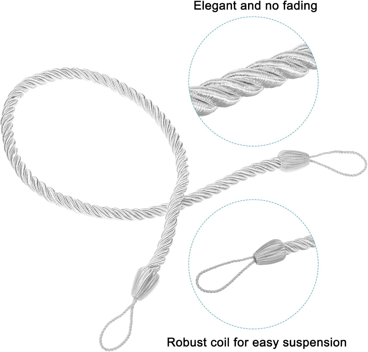 PATIKIL Curtain Tiebacks Ropes 6 Pack White