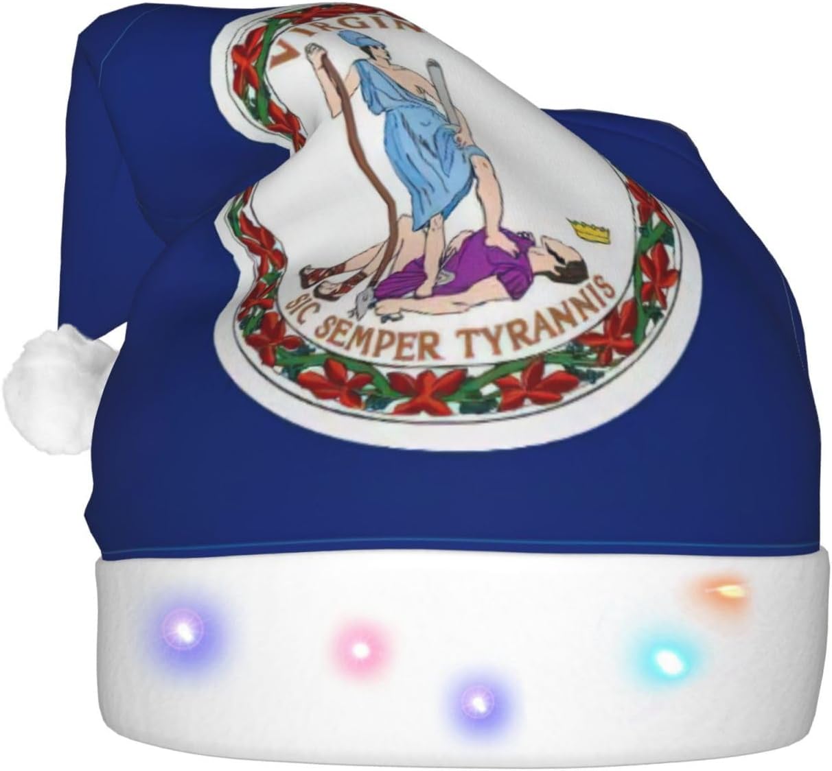 Virginia State Flag Christmas Hat With LED Lights