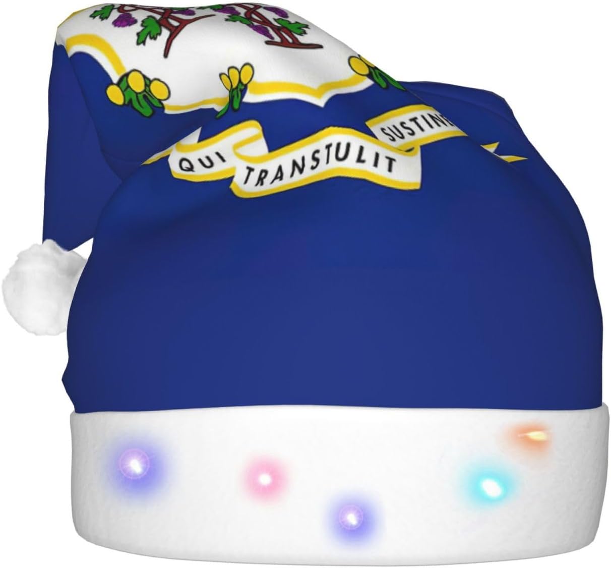 Connecticut State Flag Christmas Hat with LED Lights