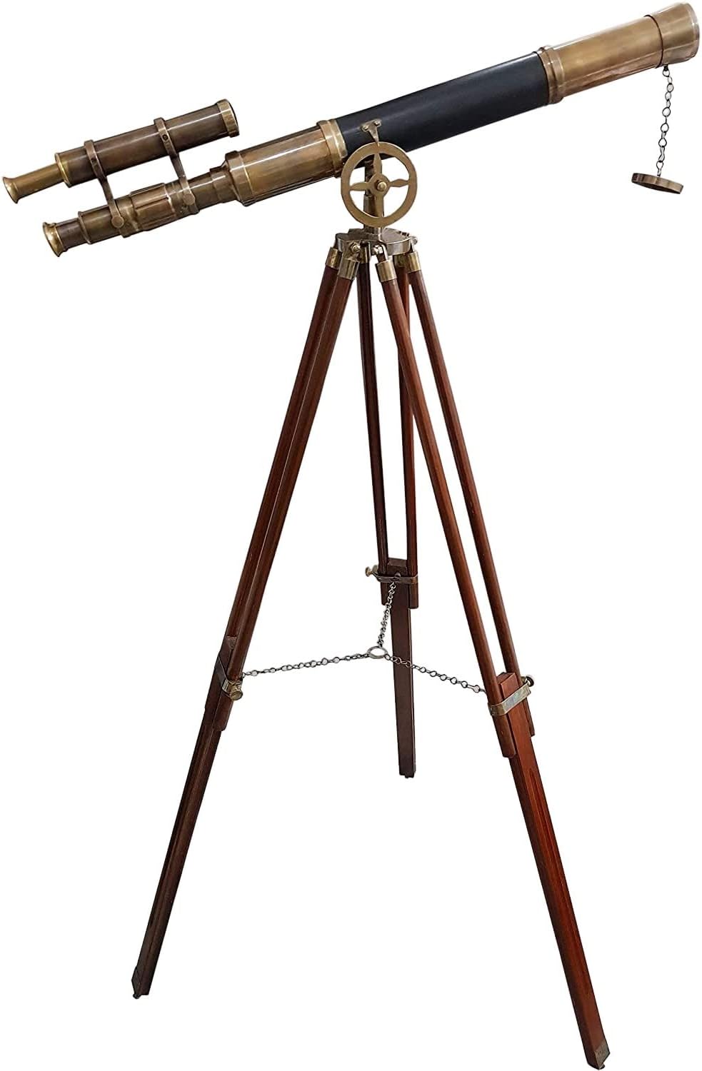 Classic Nautical Brass Telescope with Wooden Tripod