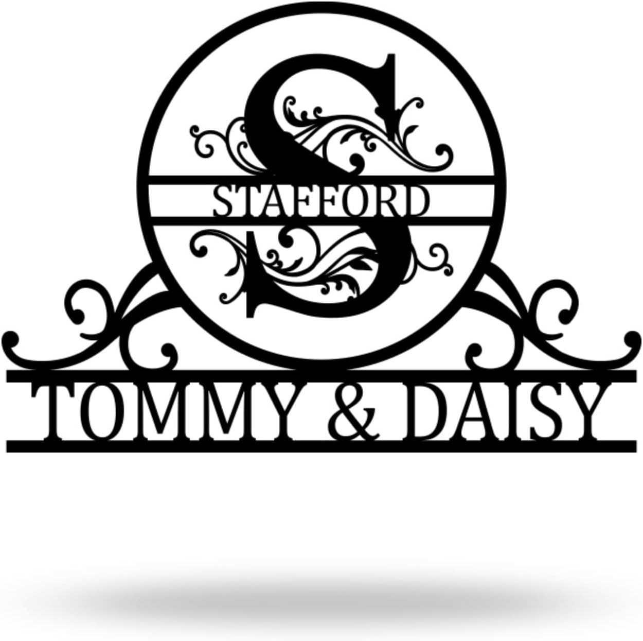 Custom Name Metal Sign - Personalized Last Name Monogram Wall Decor