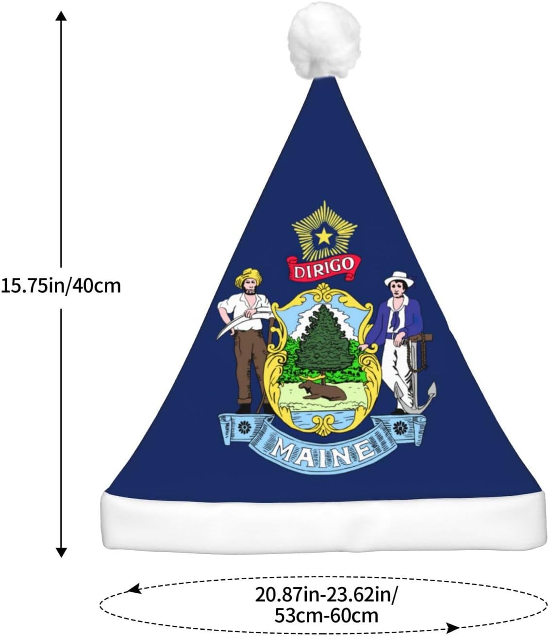 Maine State Flag Christmas Hat with LED Lights