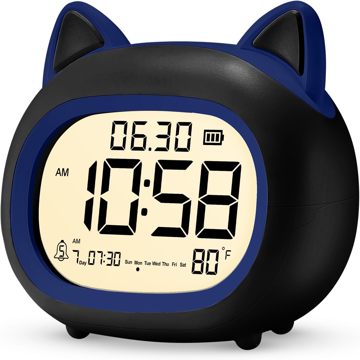 Adorable Cat Alarm Clock for Kids with Night Light
