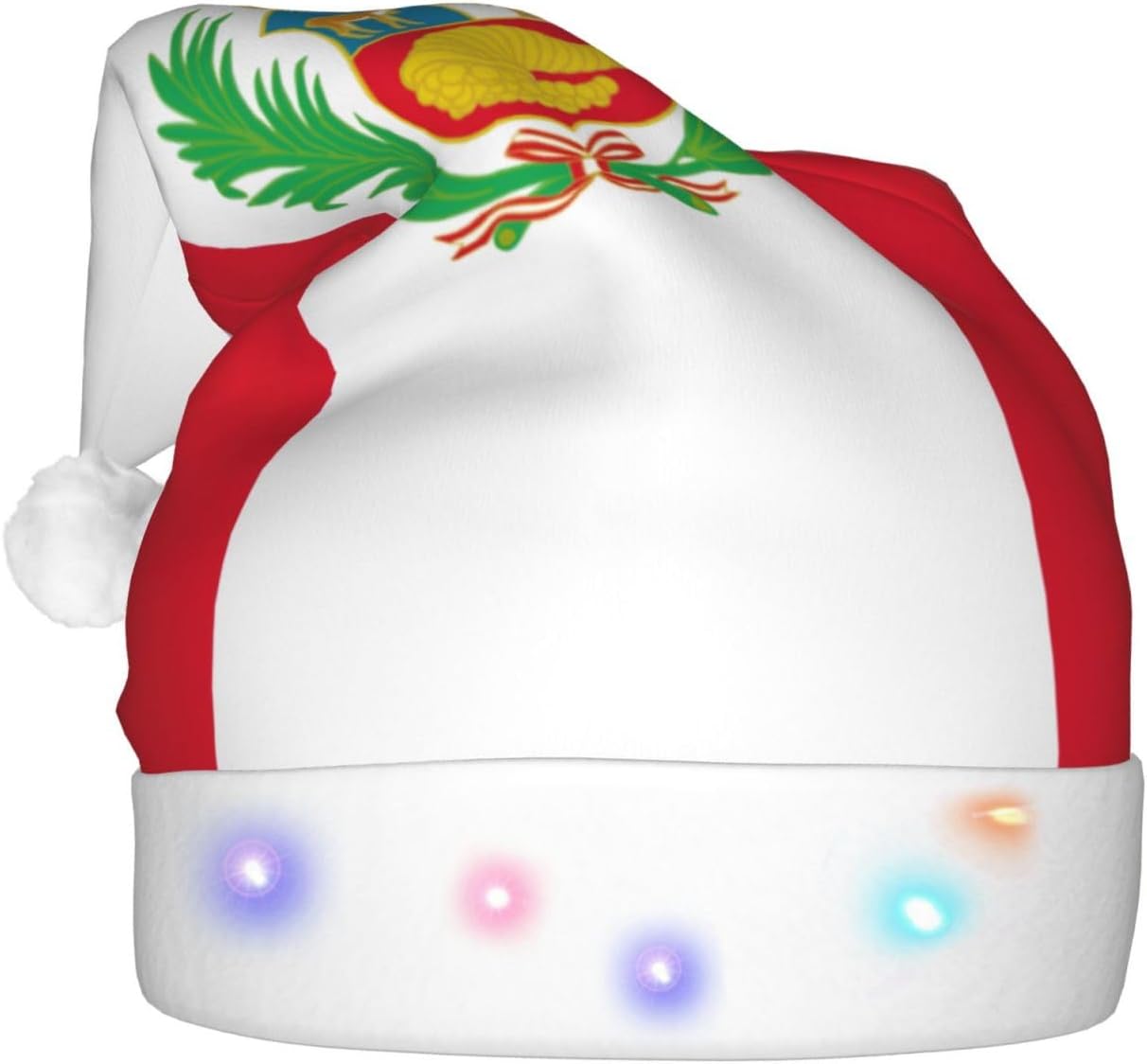 Peru Flag Christmas Hat with LED Lights