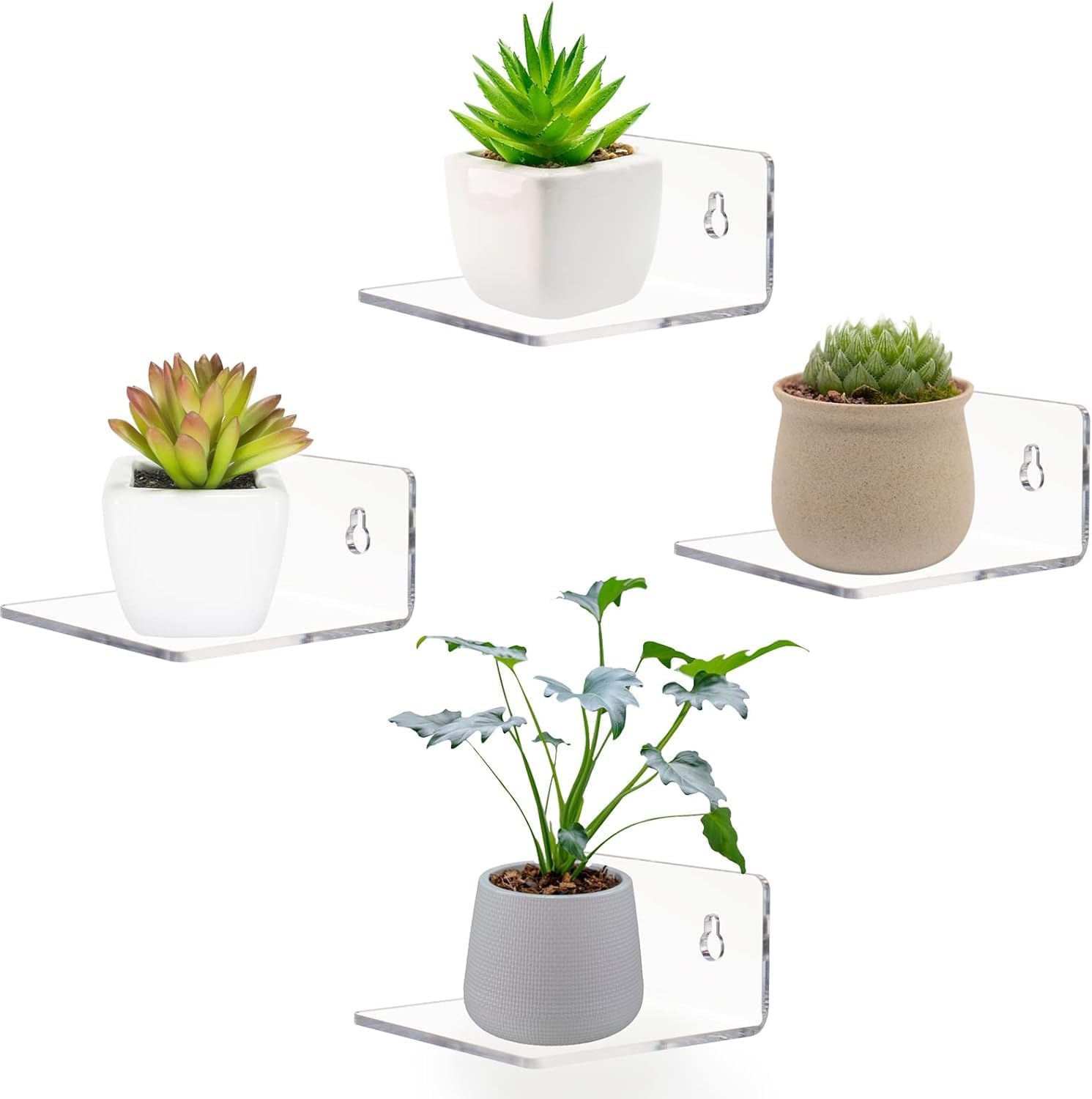 LUOBAO Clear Acrylic Floating Wall Shelves 4 Pack