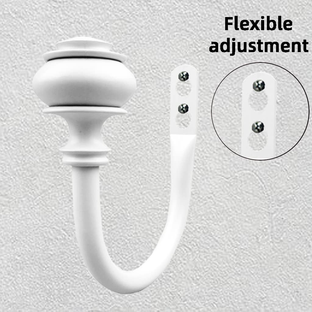 4Pcs Curtain Holdbacks - White Wall Mounted Drapery Tiebacks with Screws