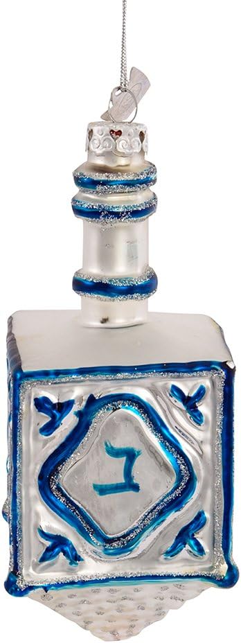Kurt Adler 4-14 Inch Glass Jewish Dreidel Hanukkah Ornament