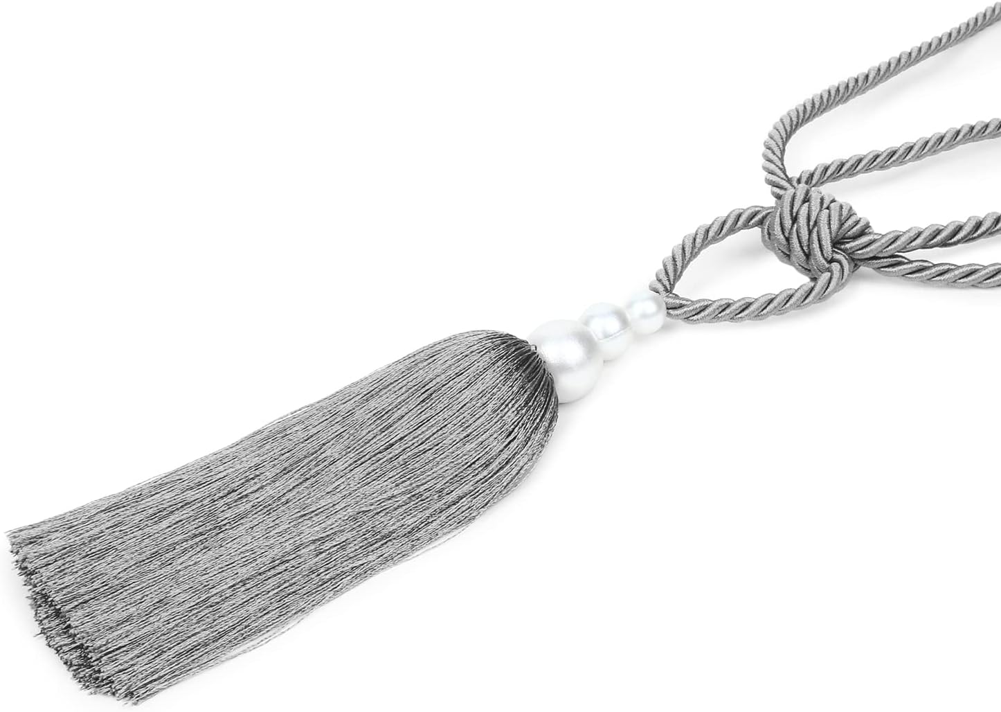2 Pack Curtain Tiebacks with Pearl Holdbacks Gray