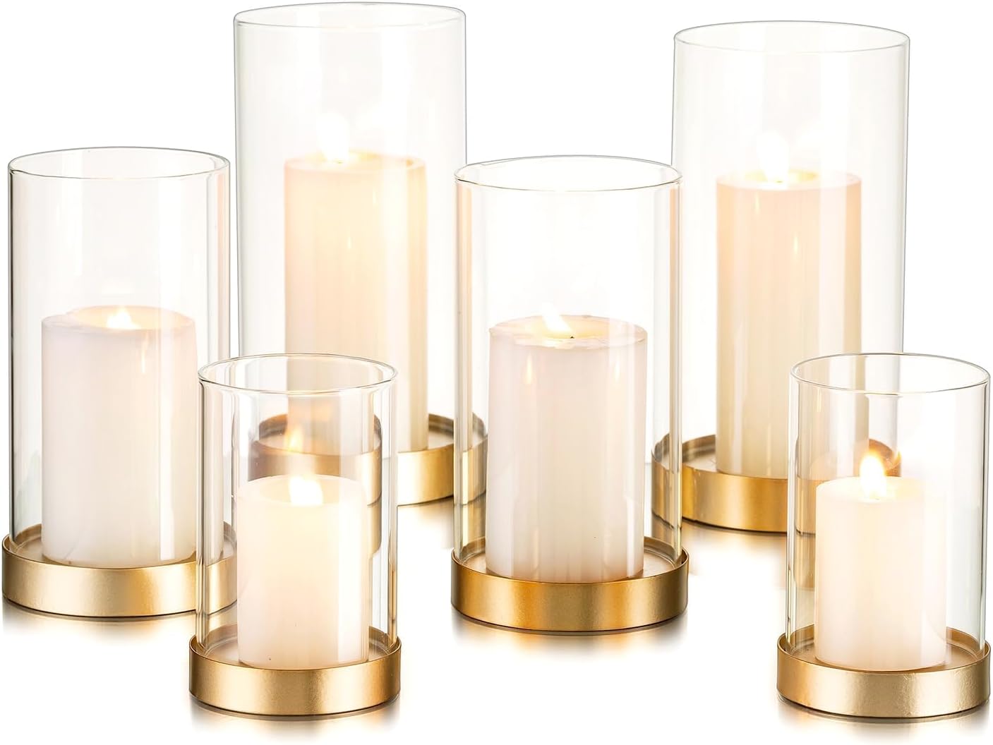 Hewory Gold Hurricane Candle Holder Set of 6