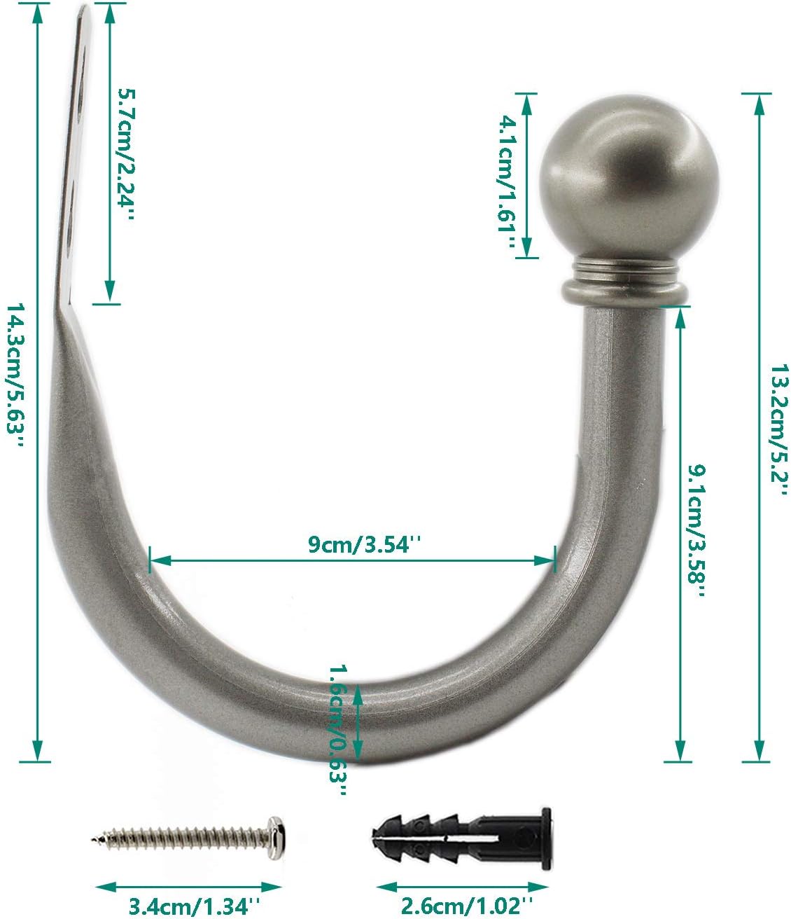 Ulifestar Decorative Curtain Holdbacks Hooks Grey