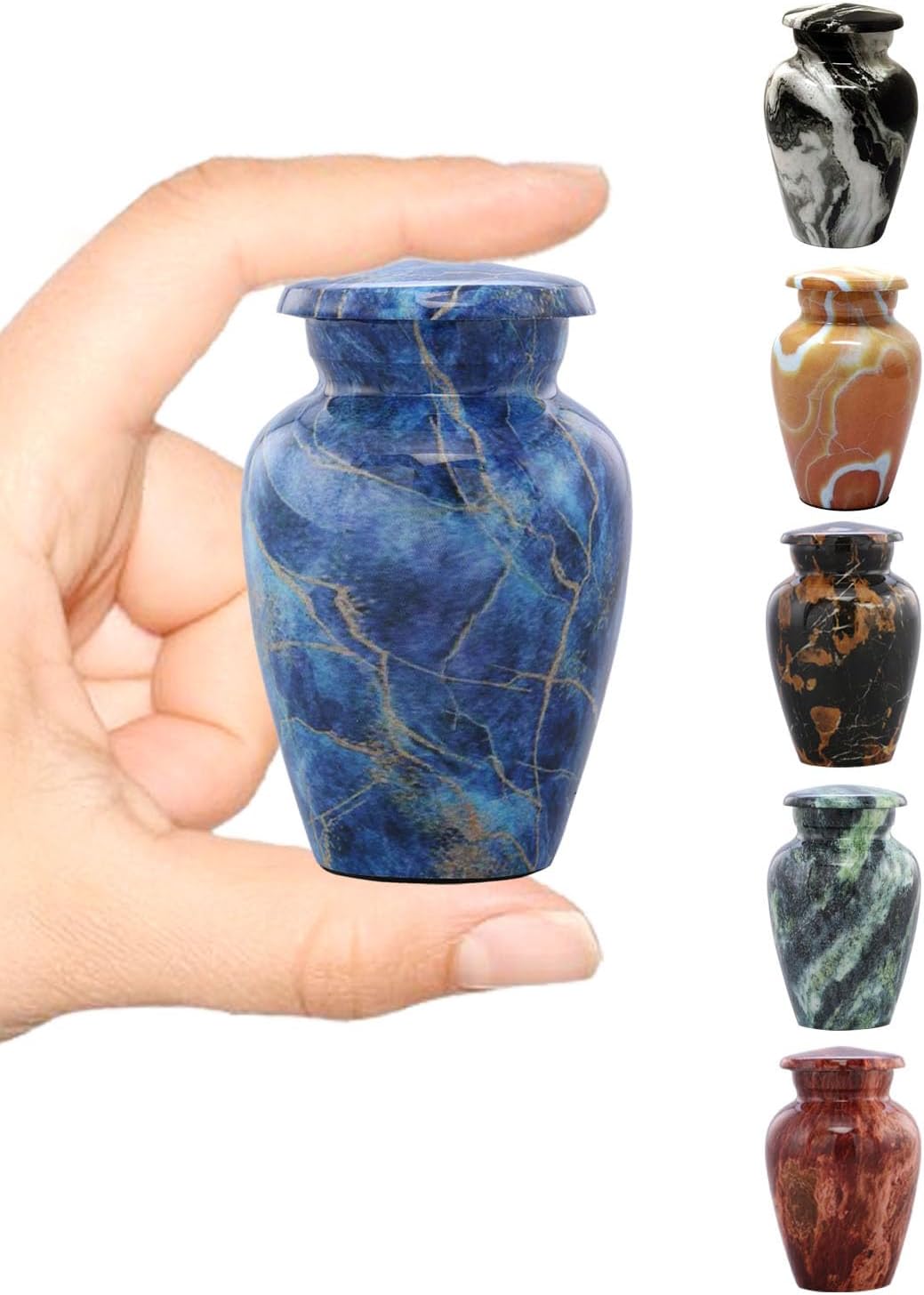 Marble Finish Mini Cremation Urn for Ashes - Exotic Blue