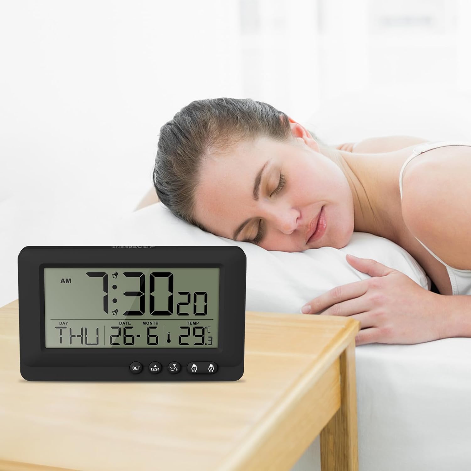 Oqimax Travel Alarm Clock with 5s Backlight and Snooze Function