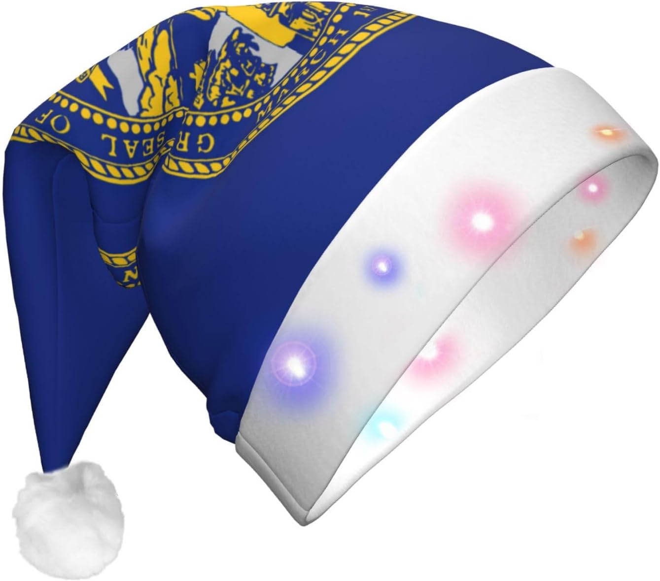 Nebraska Flag Print Christmas Hat with LED Light