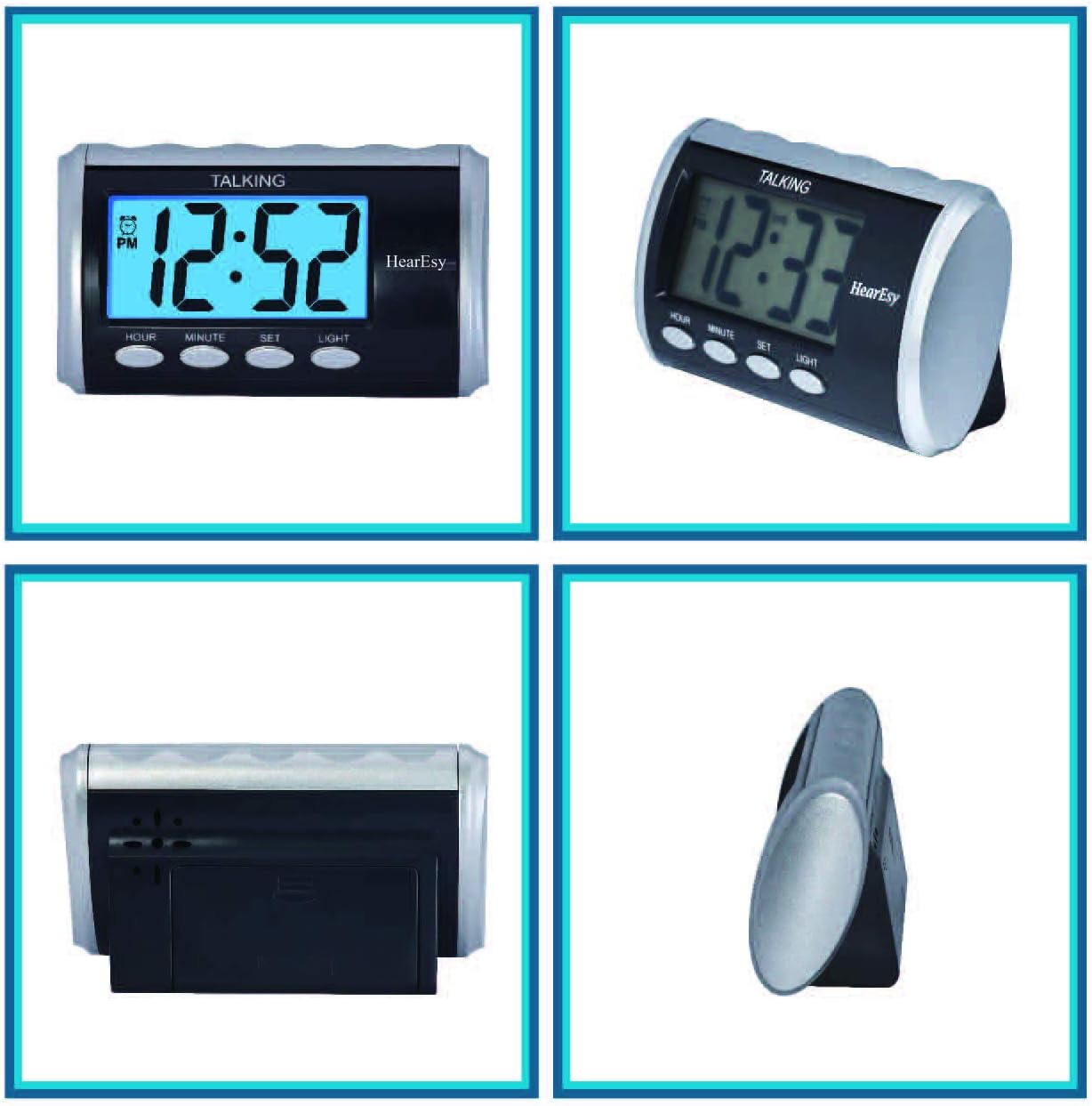 HearEsy Talking Alarm Clock - Large Numbers Dark Grey Display