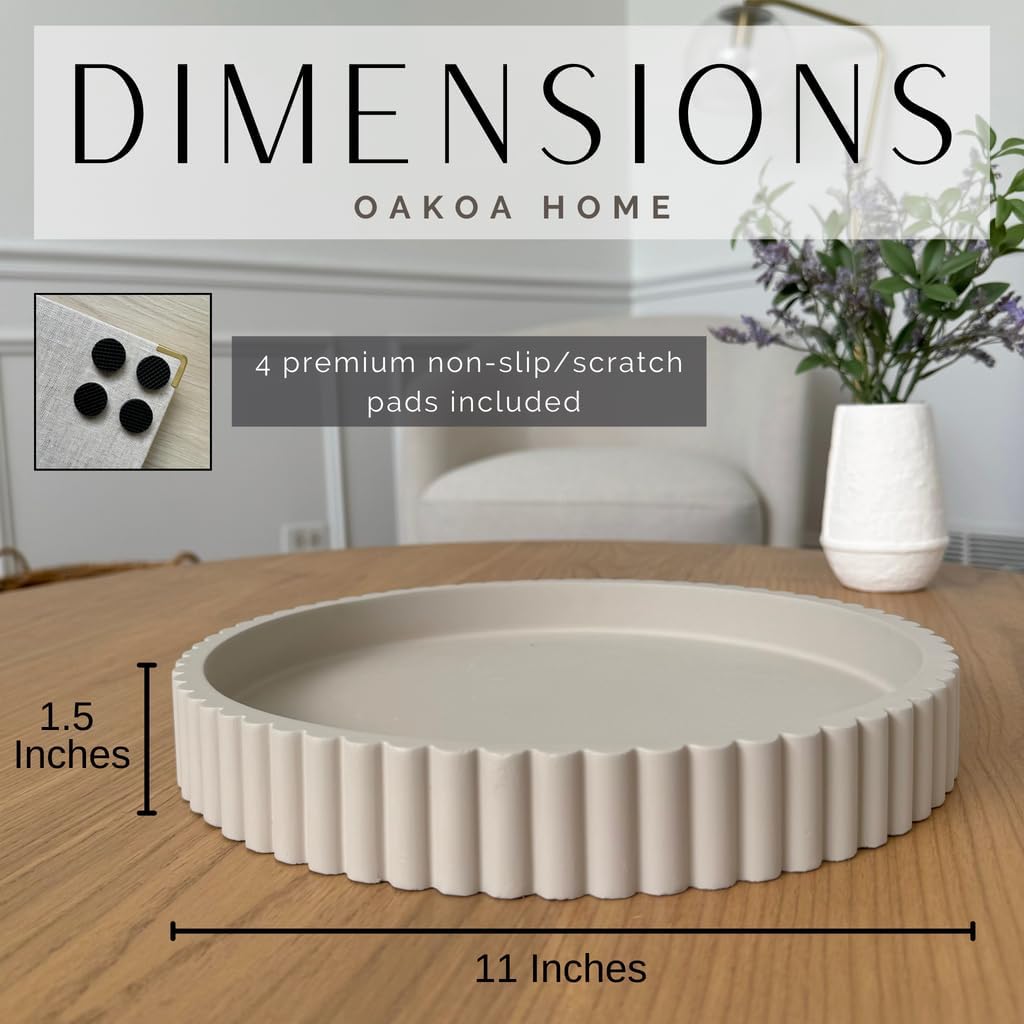 OAKOA Concrete Round Decorative Tray - Modern Home Decor