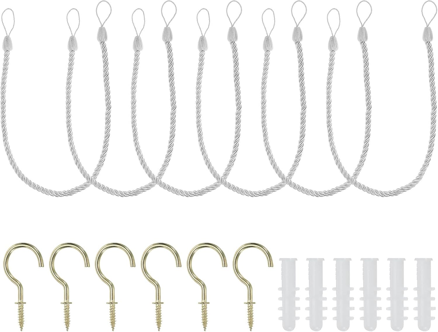 PATIKIL Curtain Tiebacks Ropes 6 Pack White