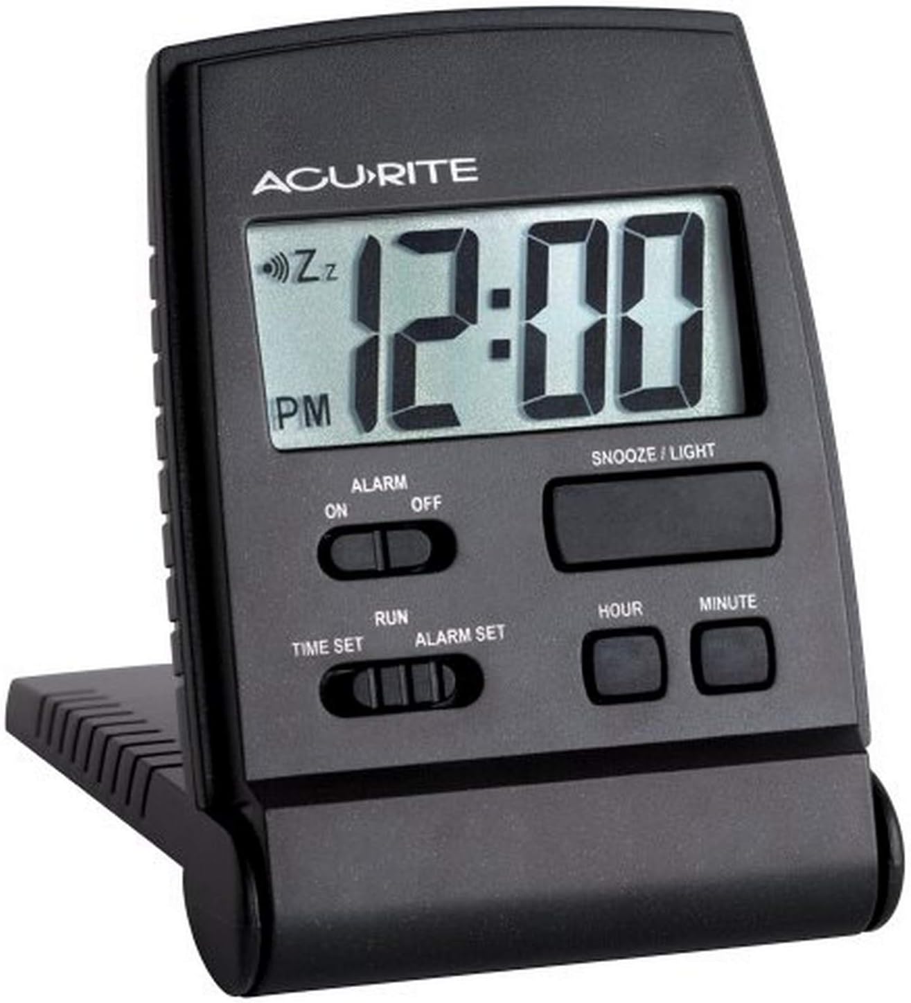AcuRite LCD Travel Alarm Clock Black